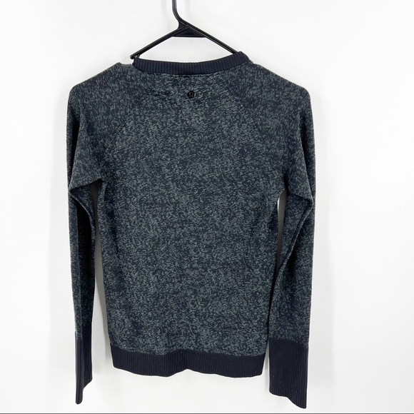 ✅ LULULEMON CREW Rest Less Black Gray Print Thumb Hole Sleeve SWEATER SIZE 2 - Picture 4 of 4